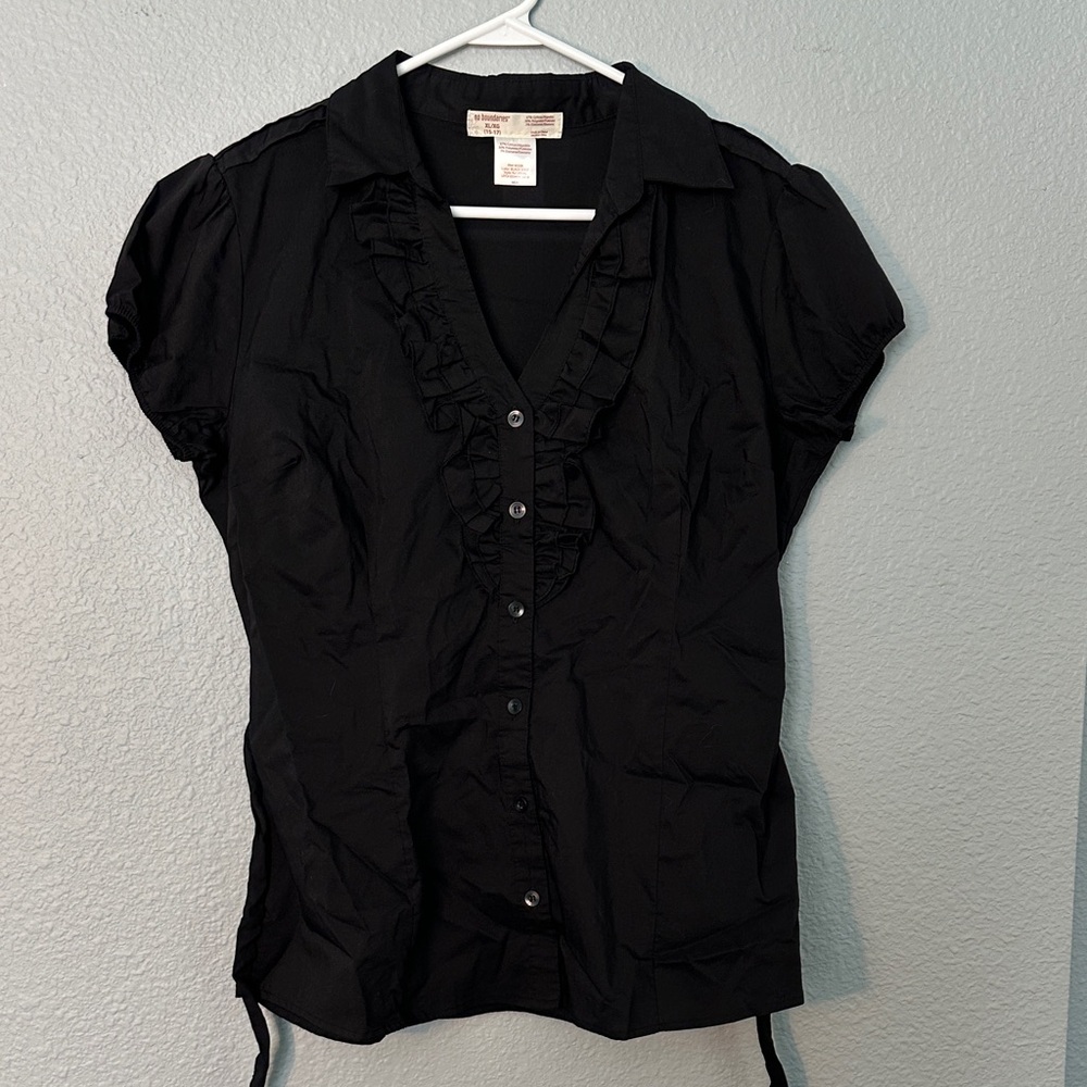 No Boundaries Black Ruffled Blouse